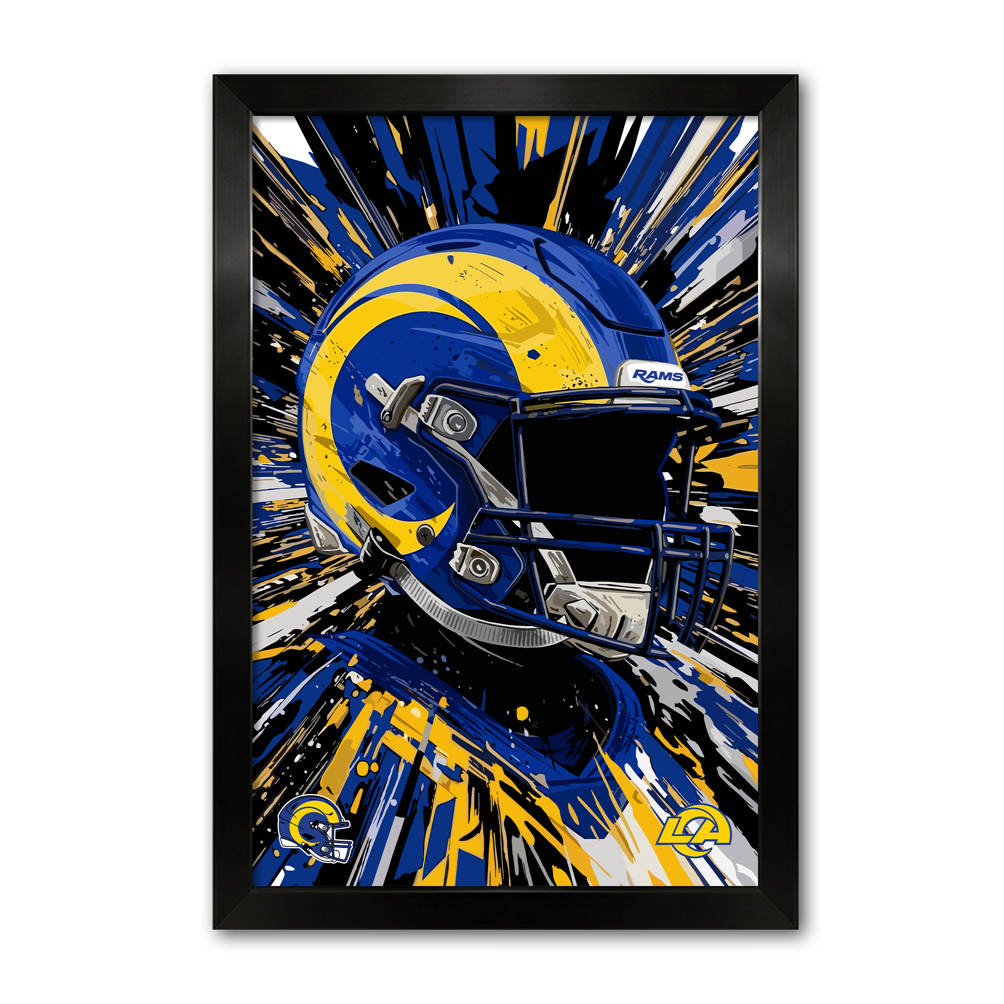 Los Angeles Rams 14" x 20" Framed Football Helmet Hyper Speed Art Print