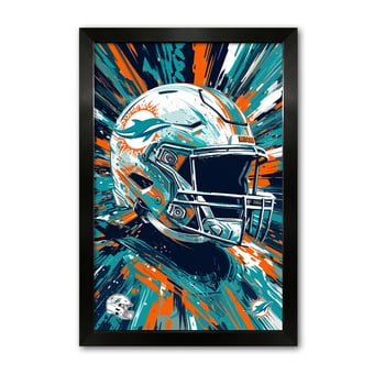 Miami Dolphins 14" x 20" Framed Football Helmet Hyper Speed Art Print
