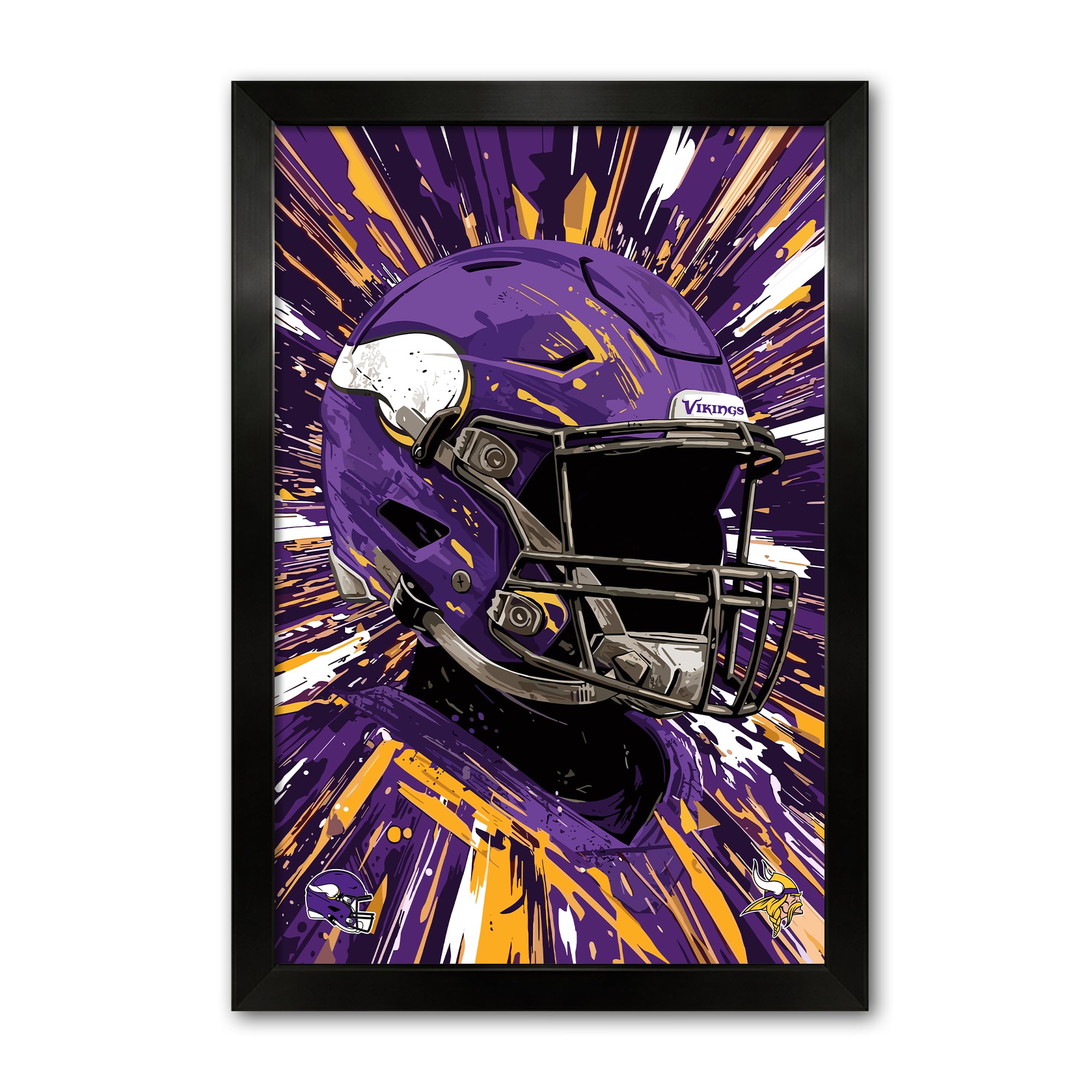 Minnesota Vikings 14" x 20" Framed Football Helmet Hyper Speed Art Print