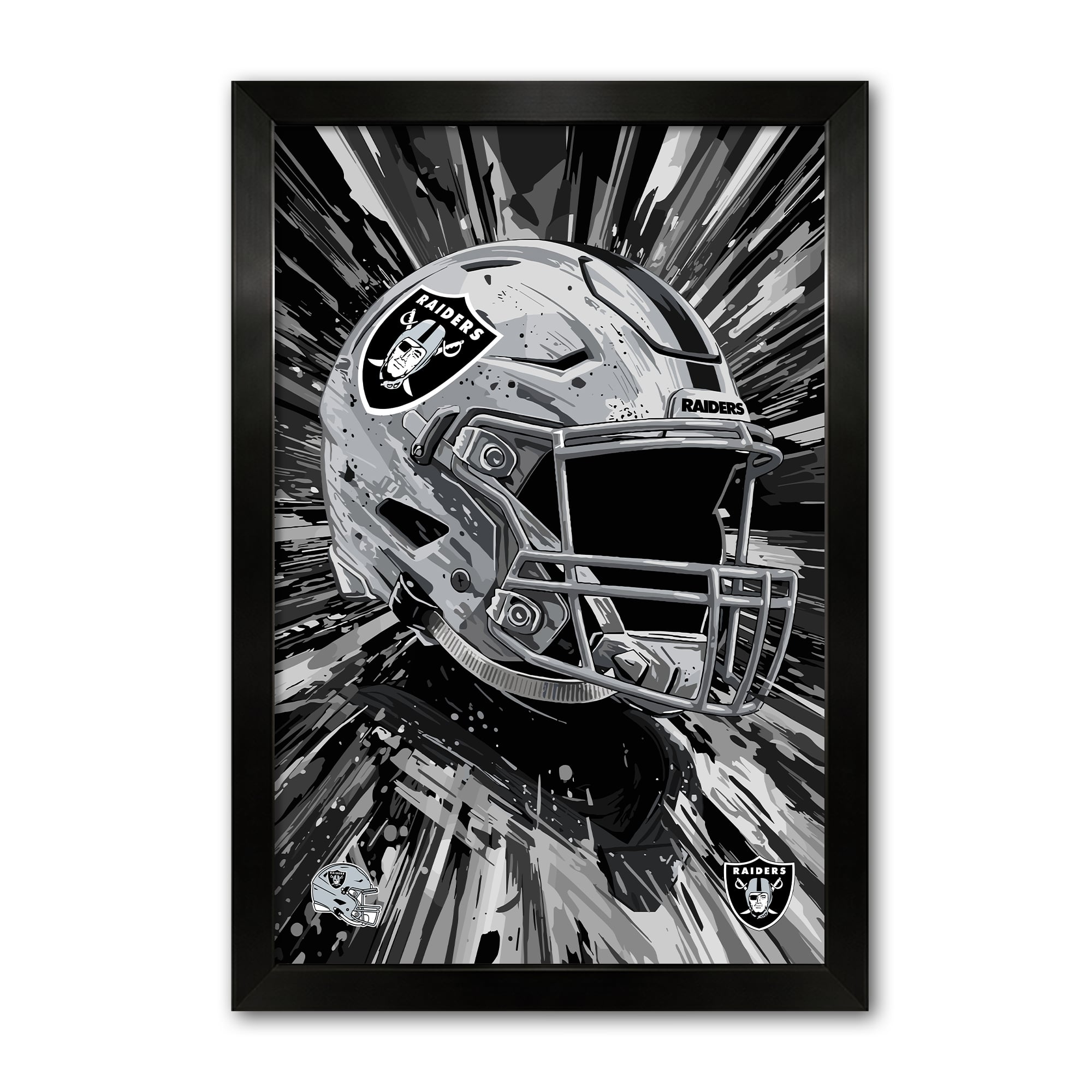 Las Vegas Raiders 14" x 20" Framed Football Helmet Hyper Speed Art Print