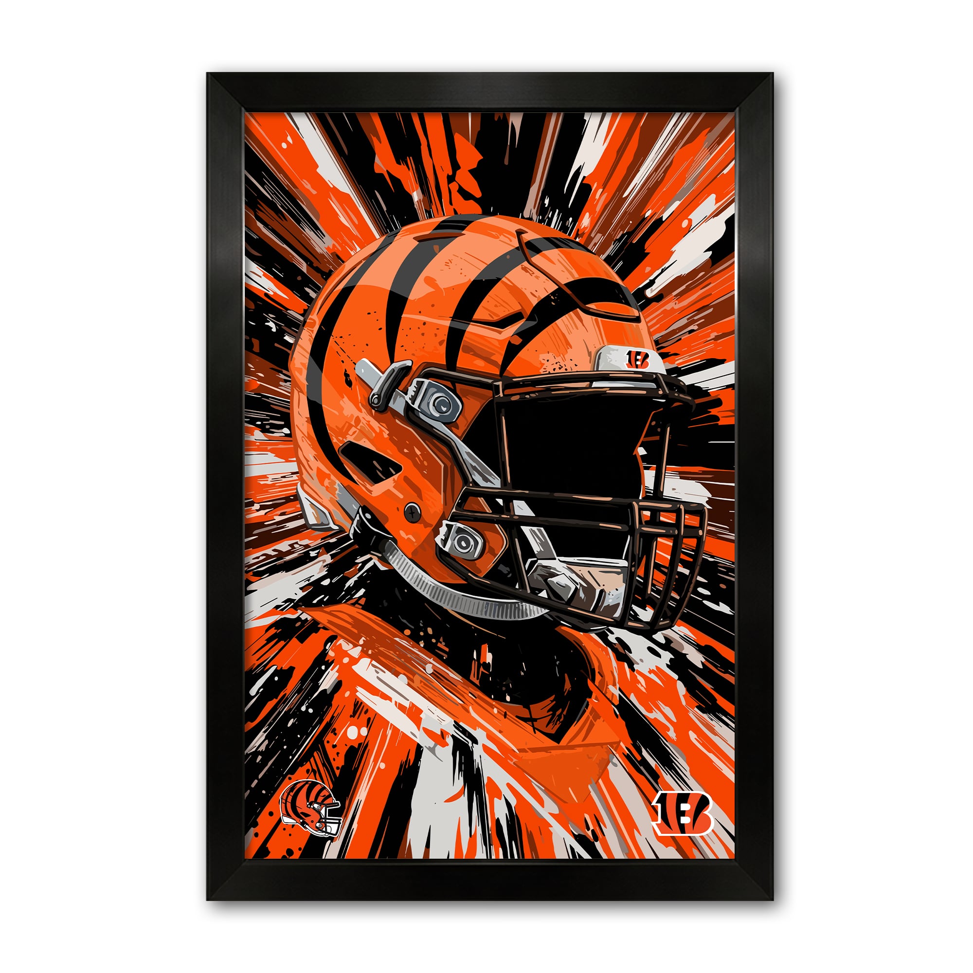 Cincinnati Bengals 14" x 20" Framed Football Helmet Hyper Speed Art Print