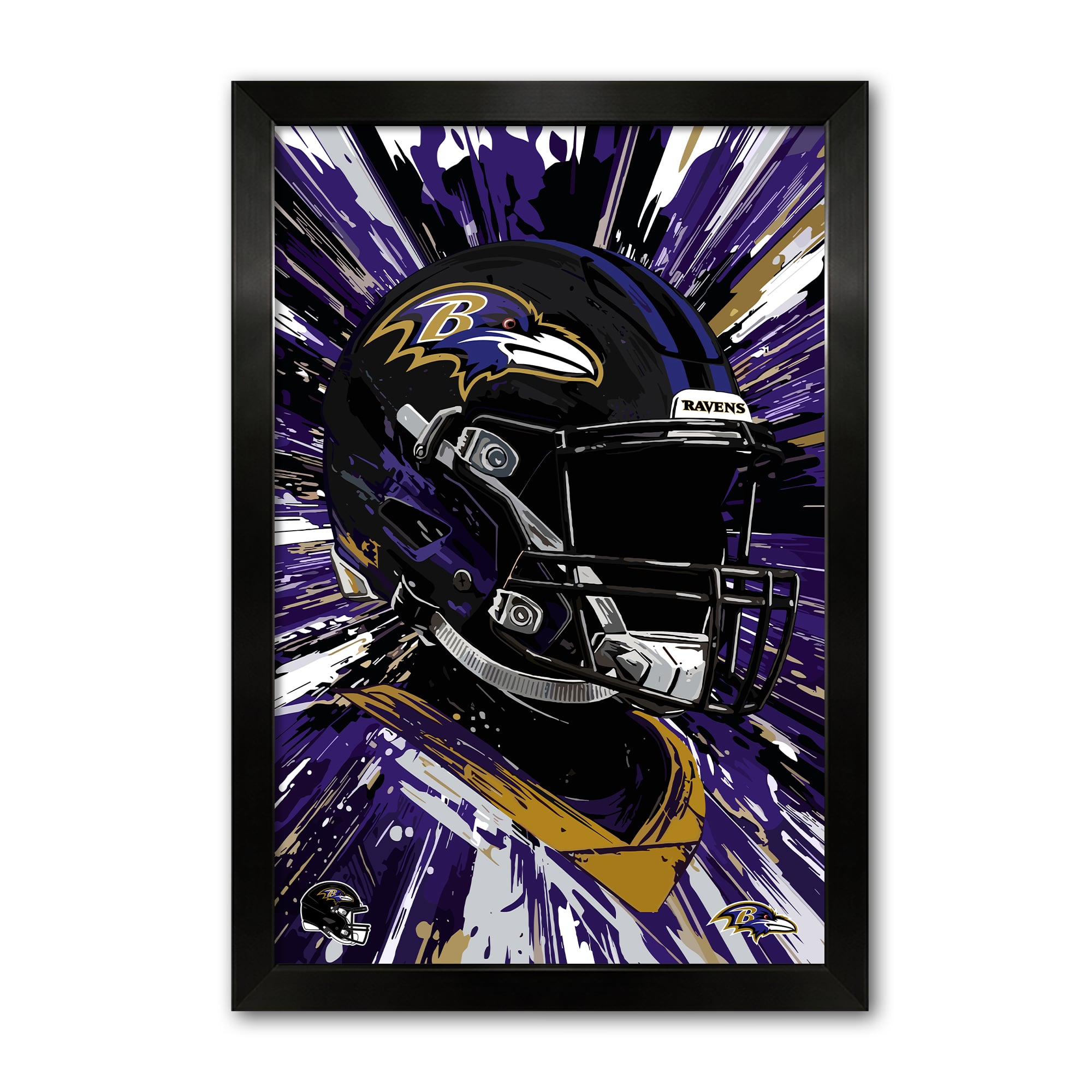 Baltimore Ravens 14" x 20" Framed Football Helmet Hyper Speed Art Print