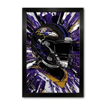 Baltimore Ravens 14" x 20" Framed Football Helmet Hyper Speed Art Print