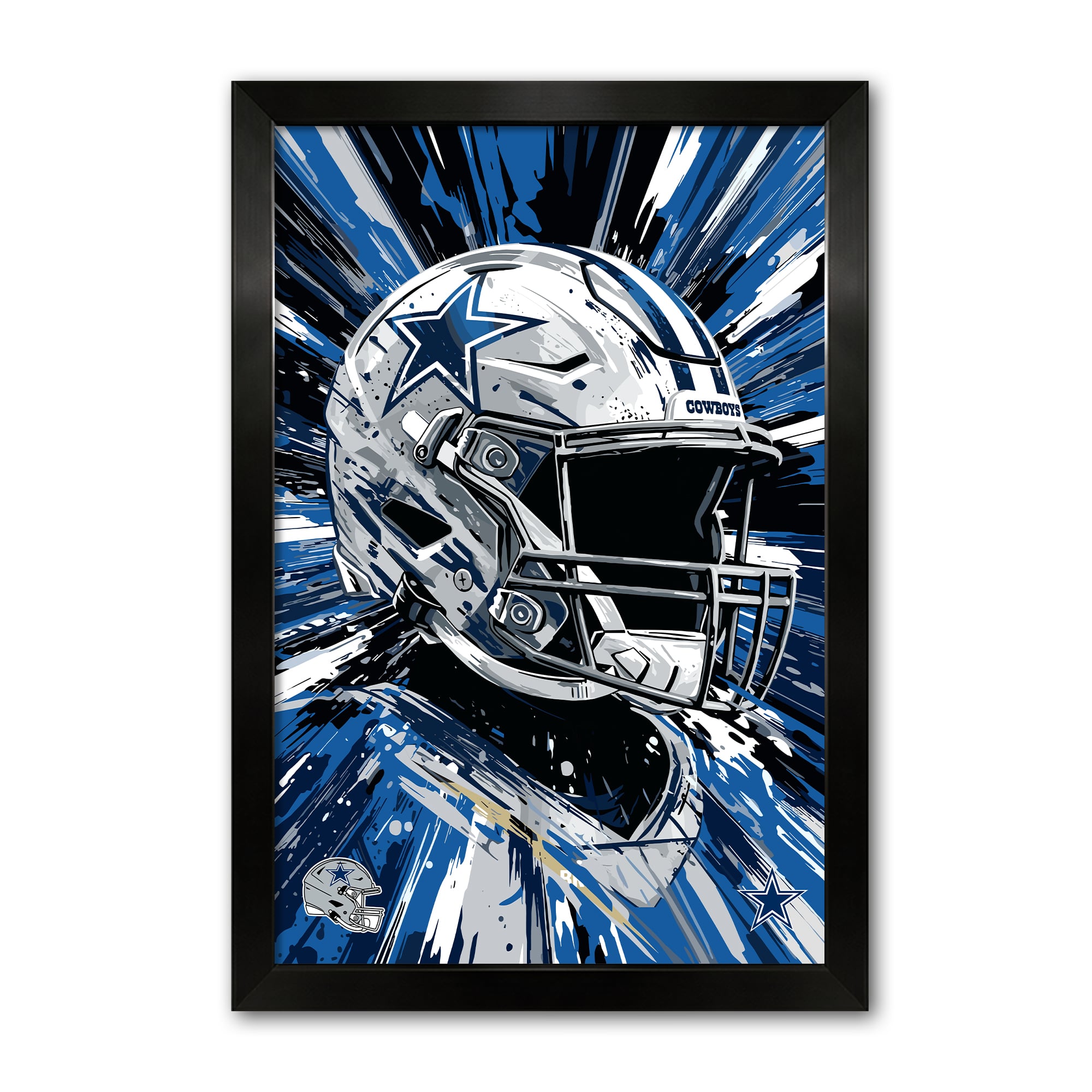 Dallas Cowboys 14" x 20" Framed Football Helmet Hyper Speed Art Print
