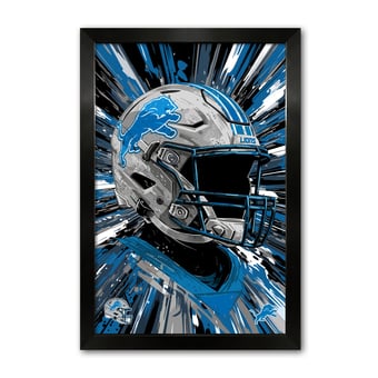 Detroit Lions 14" x 20" Framed Football Helmet Hyper Speed Art Print