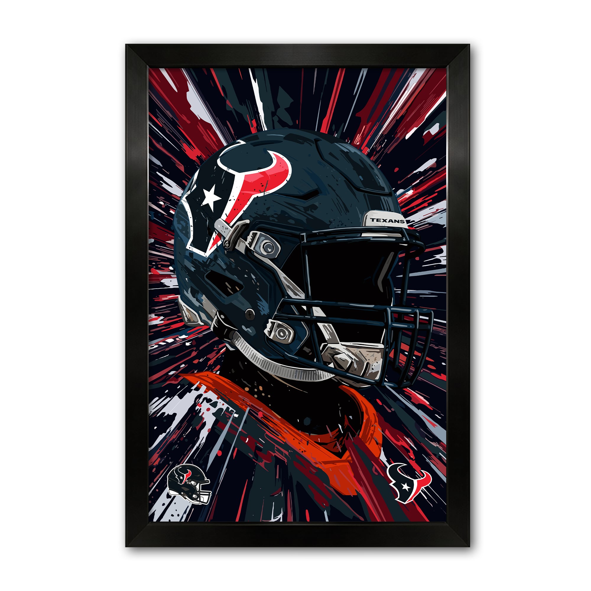 Houston Texans 14" x 20" Framed Football Helmet Hyper Speed Art Print