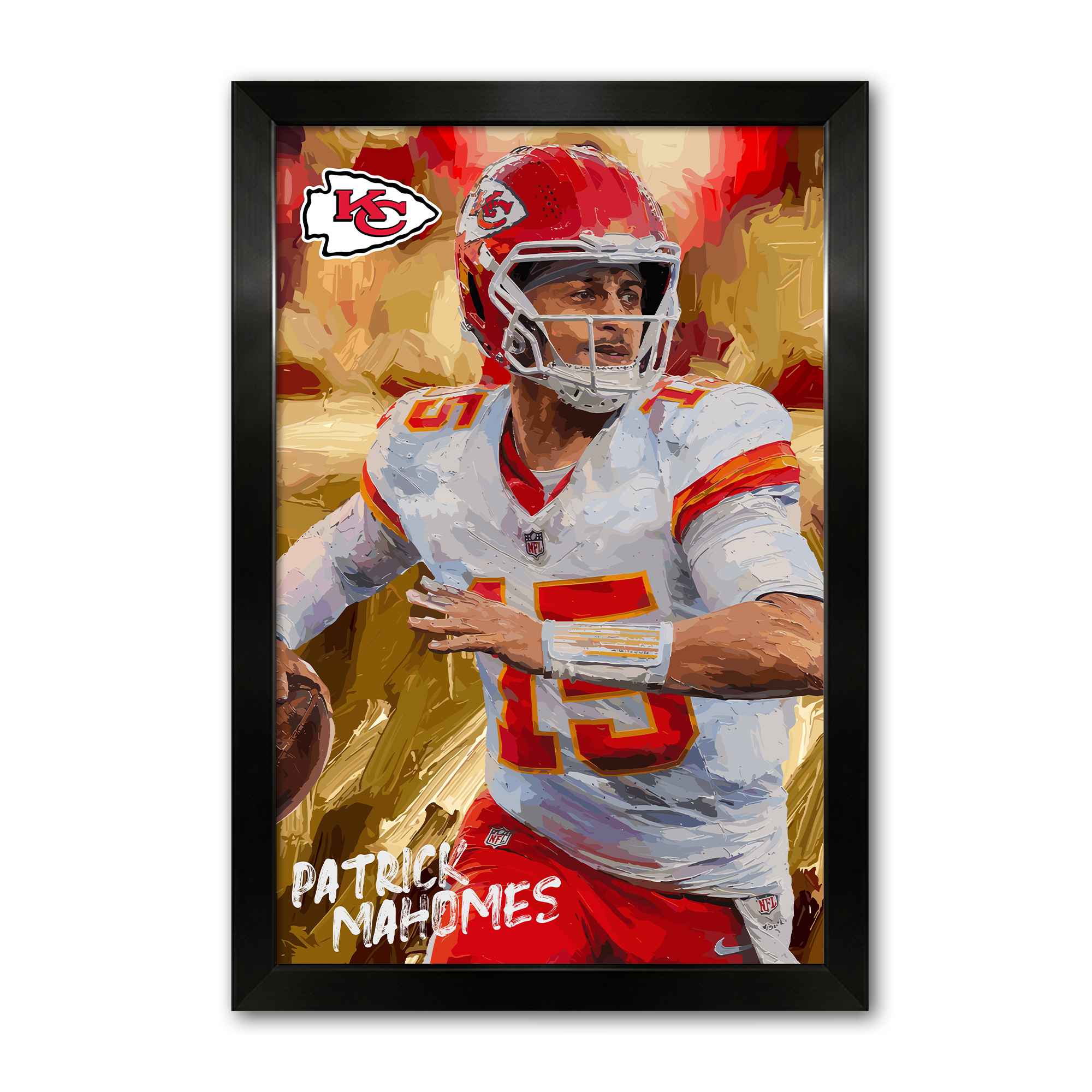 Patrick Mahomes Kansas City Chiefs 27" x 39" Framed Football Player Action Portrait – Artist Series Print