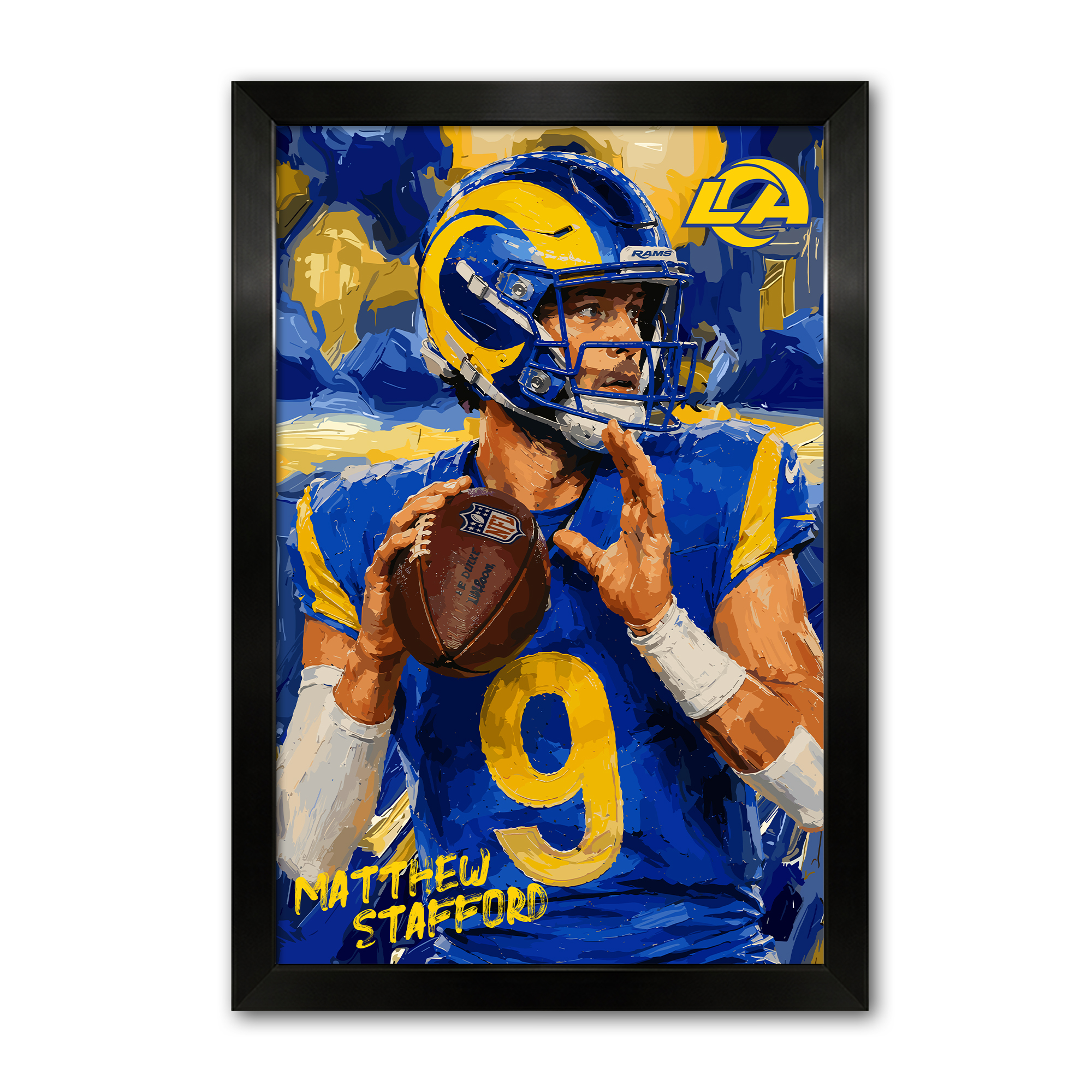 Matthew Stafford Los Angeles Rams 27" x 39" Framed Football Player Action Portrait – Artist Series Print