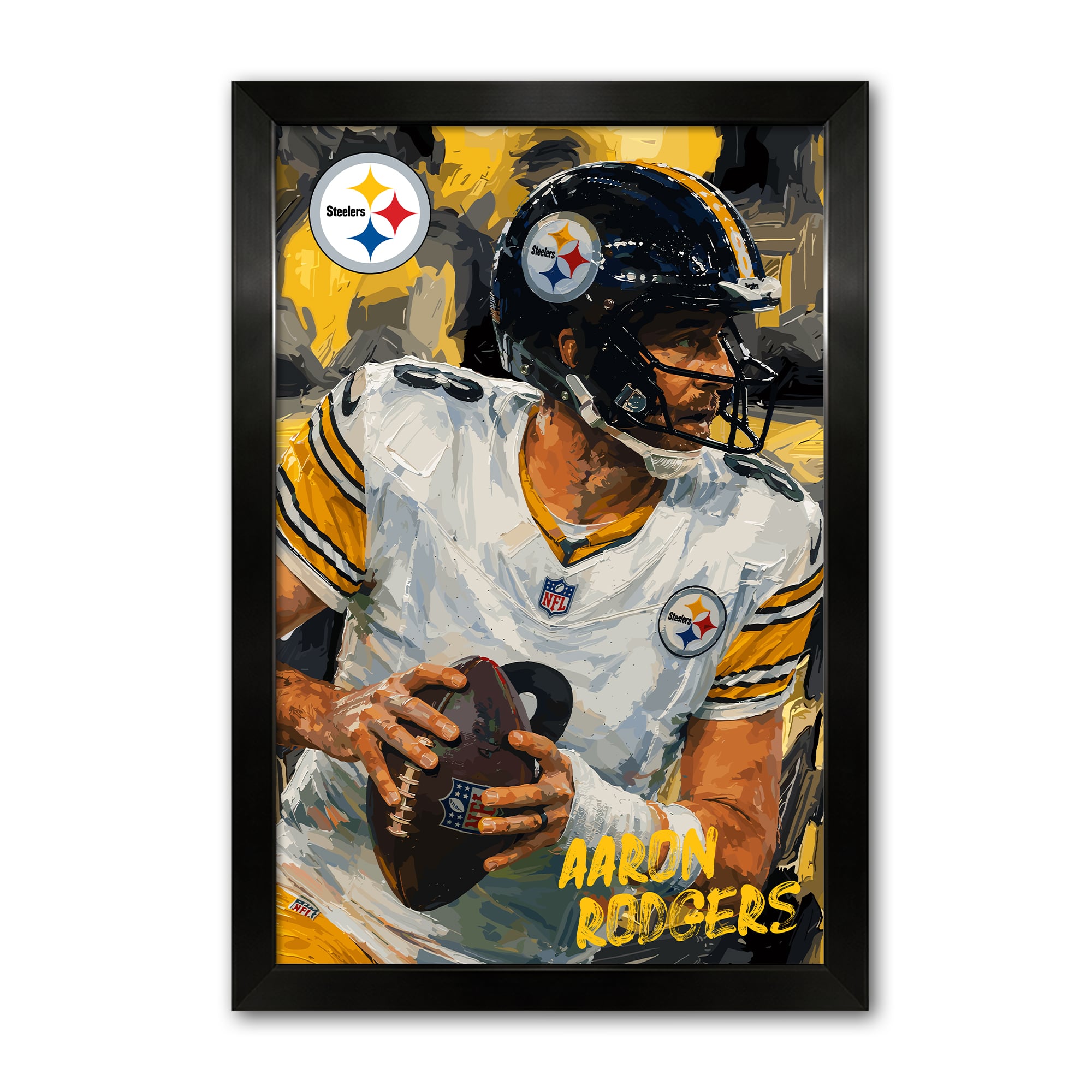 Aaron Rodgers Pittsburgh Steelers 14" x 20" Framed Football Player Action Portrait – Artist Series Print