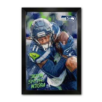 Jaxon Smith-Njigba Seattle Seahawks 14" x 20" Framed Football Player Action Portrait – Artist Series Print