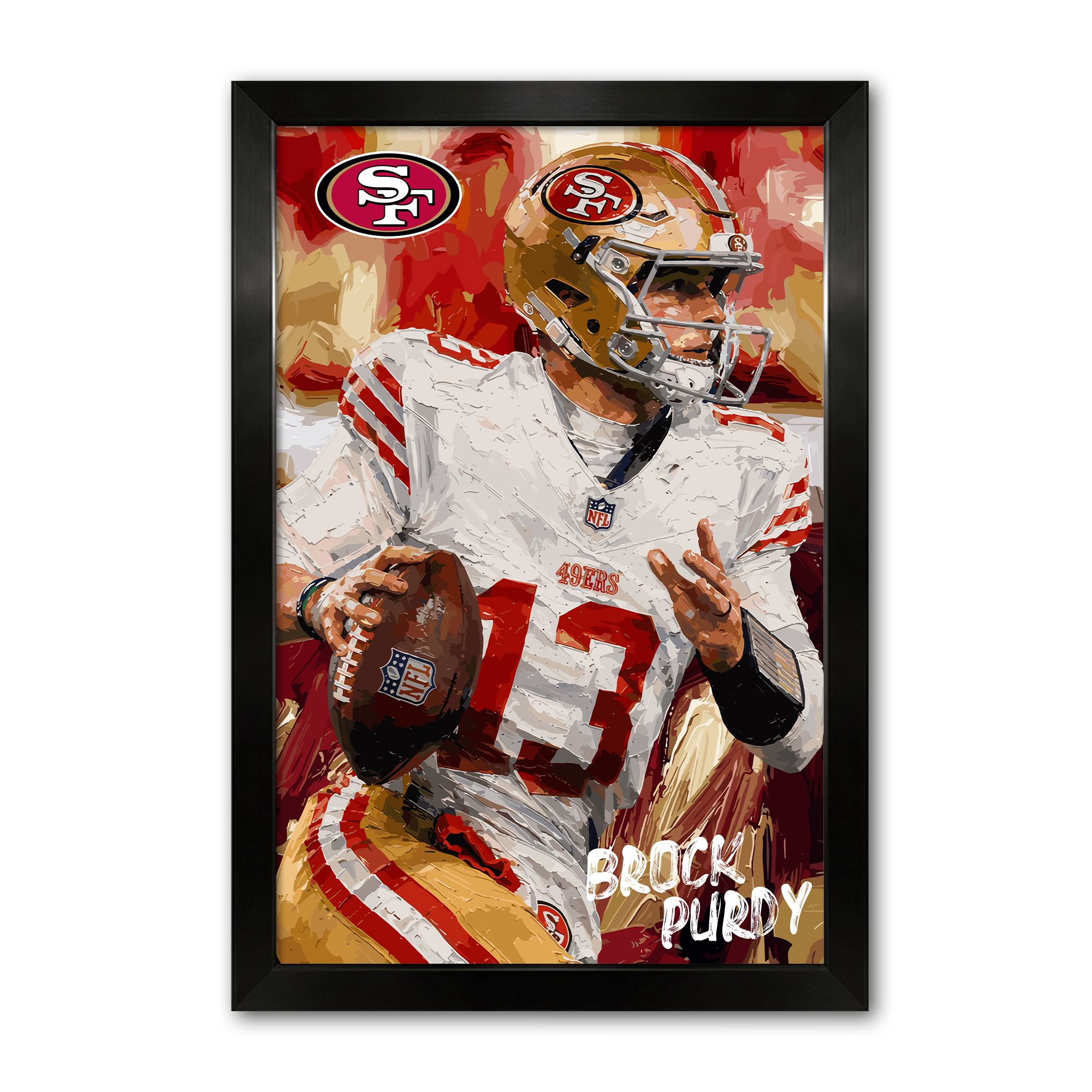 Brock Purdy San Francisco 49ers 14" x 20" Framed Football Player Action Portrait – Artist Series Print