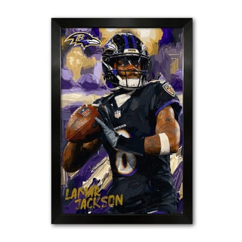 Lamar Jackson Baltimore Ravens 14" x 20" Framed Football Player Action Portrait – Artist Series Print