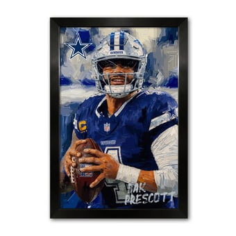 Dak Prescott Dallas Cowboys 14" x 20" Framed Football Player Action Portrait – Artist Series Print