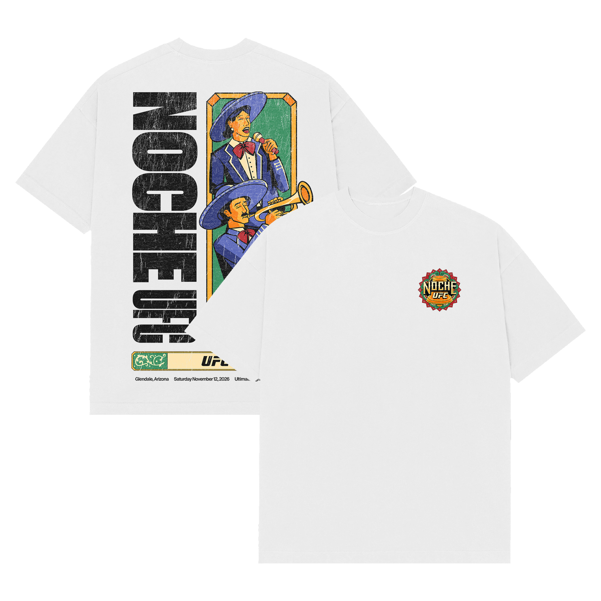 Men's White Noche UFC Musica Campaign T-Shirt