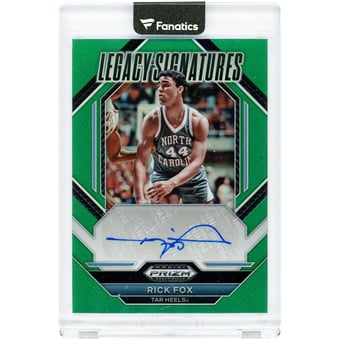 Rick Fox North Carolina Tar Heels Autographed 2023 Panini Prizm Draft Picks Green Prizm Legacy Signatures #LS-FOX Card