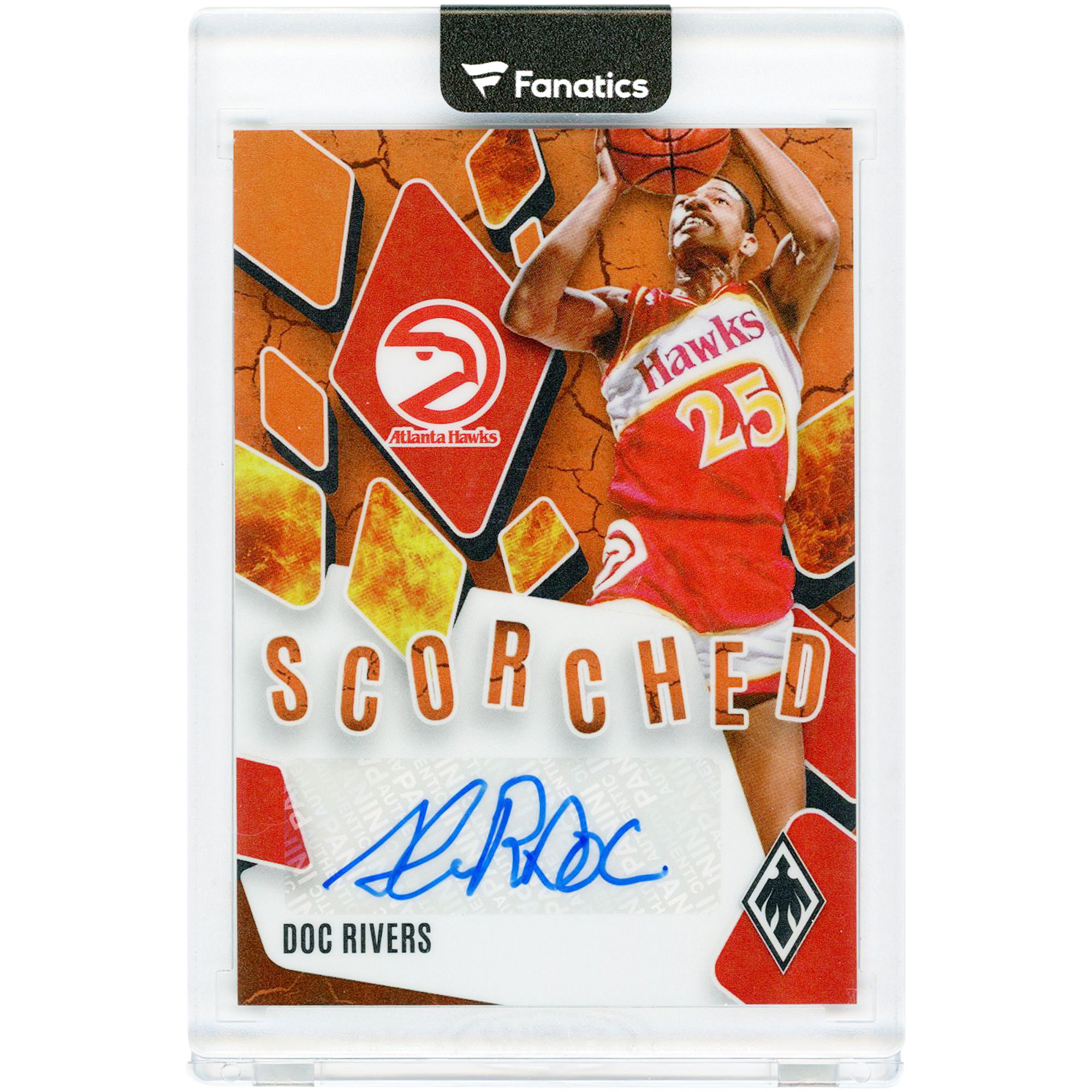 Doc Rivers Atlanta Hawks Autographed 2023-24 Panini Phoenix Orange Scorched #SCS-DOC #26/49 Card