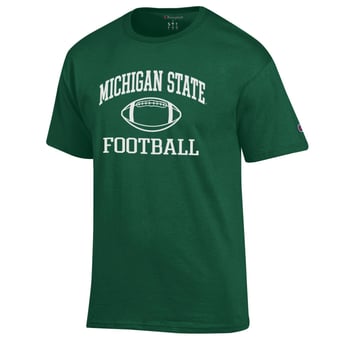 Men's Champion Green Michigan State Spartans Football Icon T-Shirt