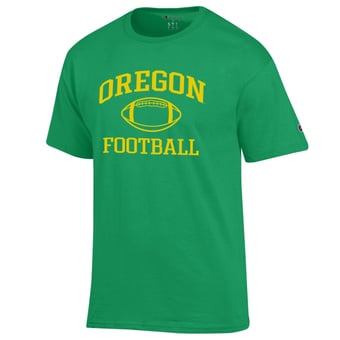 Men's Champion Green Oregon Ducks Football Icon T-Shirt