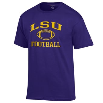 Men's Champion Purple LSU Tigers Football Icon T-Shirt