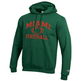 Men's Champion Green Miami Hurricanes Football Icon Hoodie
