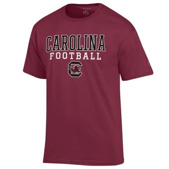 Men's Champion Garnet South Carolina Gamecocks Football Stack T-Shirt
