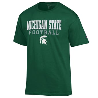 Men's Champion Green Michigan State Spartans Football Stack T-Shirt