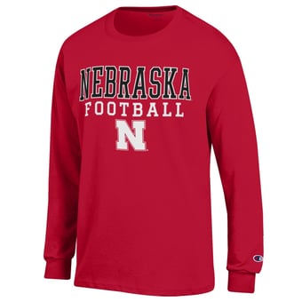 Men's Champion Scarlet Nebraska Huskers Football Stack Long Sleeve T-Shirt