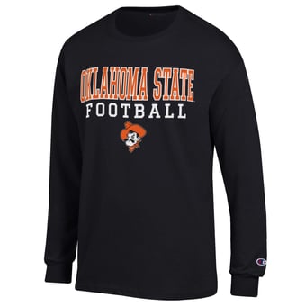 Men's Champion Black Oklahoma State Cowboys Football Stack Long Sleeve T-Shirt