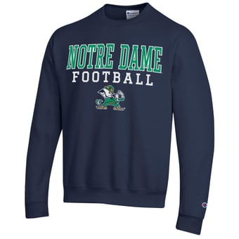 Men's Champion Navy Notre Dame Fighting Irish Football Stack Sweatshirt