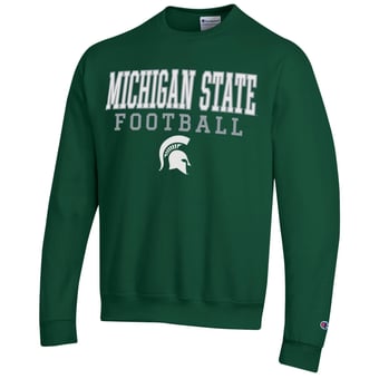 Men's Champion Green Michigan State Spartans Football Stack Sweatshirt