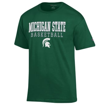Men's Champion Green Michigan State Spartans Basketball Stack T-Shirt