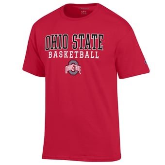 Men's Champion Scarlet Ohio State Buckeyes Basketball Stack T-Shirt