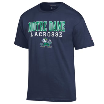 Men's Champion  Navy Notre Dame Fighting Irish Lacrosse Stacked T-Shirt