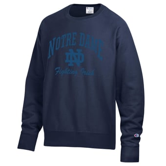Men's Champion Navy Notre Dame Fighting Irish Garment Dye Reverse Weave Sweatshirt