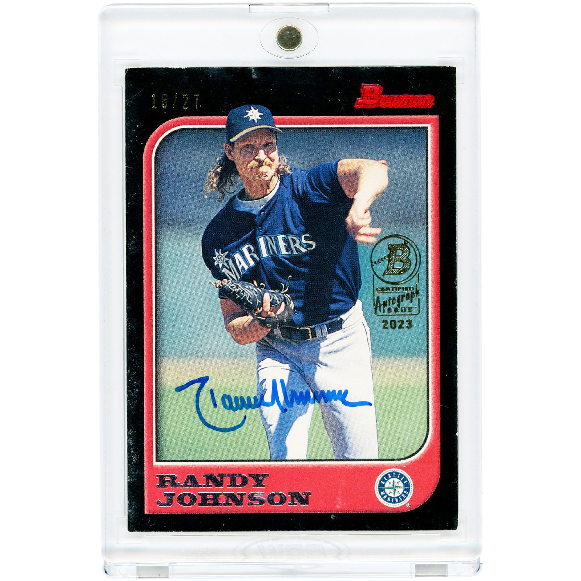 Randy Johnson Seattle Mariners Autographed 2023 Bowman '97 Bowman Design Red #225 #18/27 Card