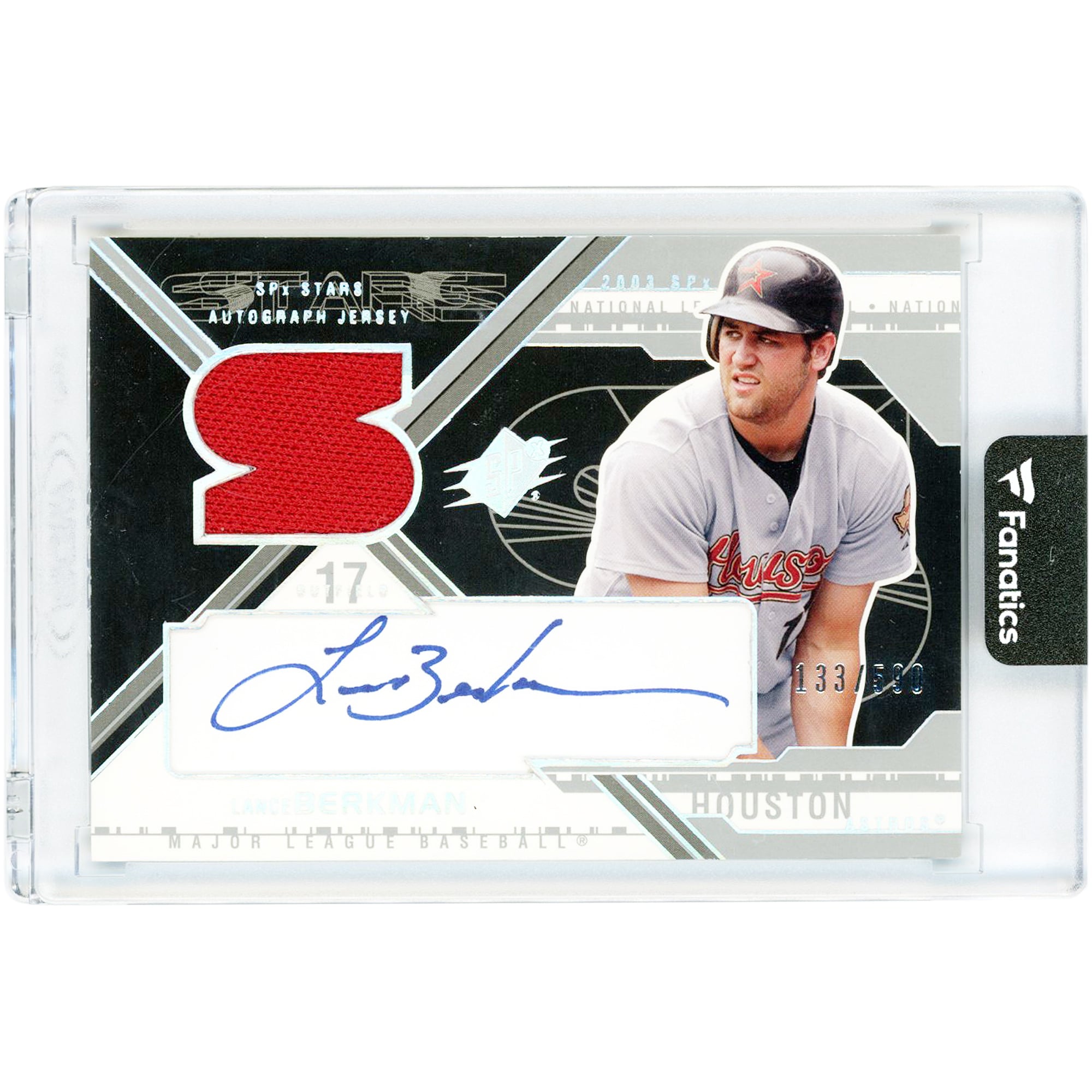 Lance Berkman Houston Astros Autographed 2003 Upper Deck SPx SPx Star Game Used Jersey Relic #S-LB #133/500 Card