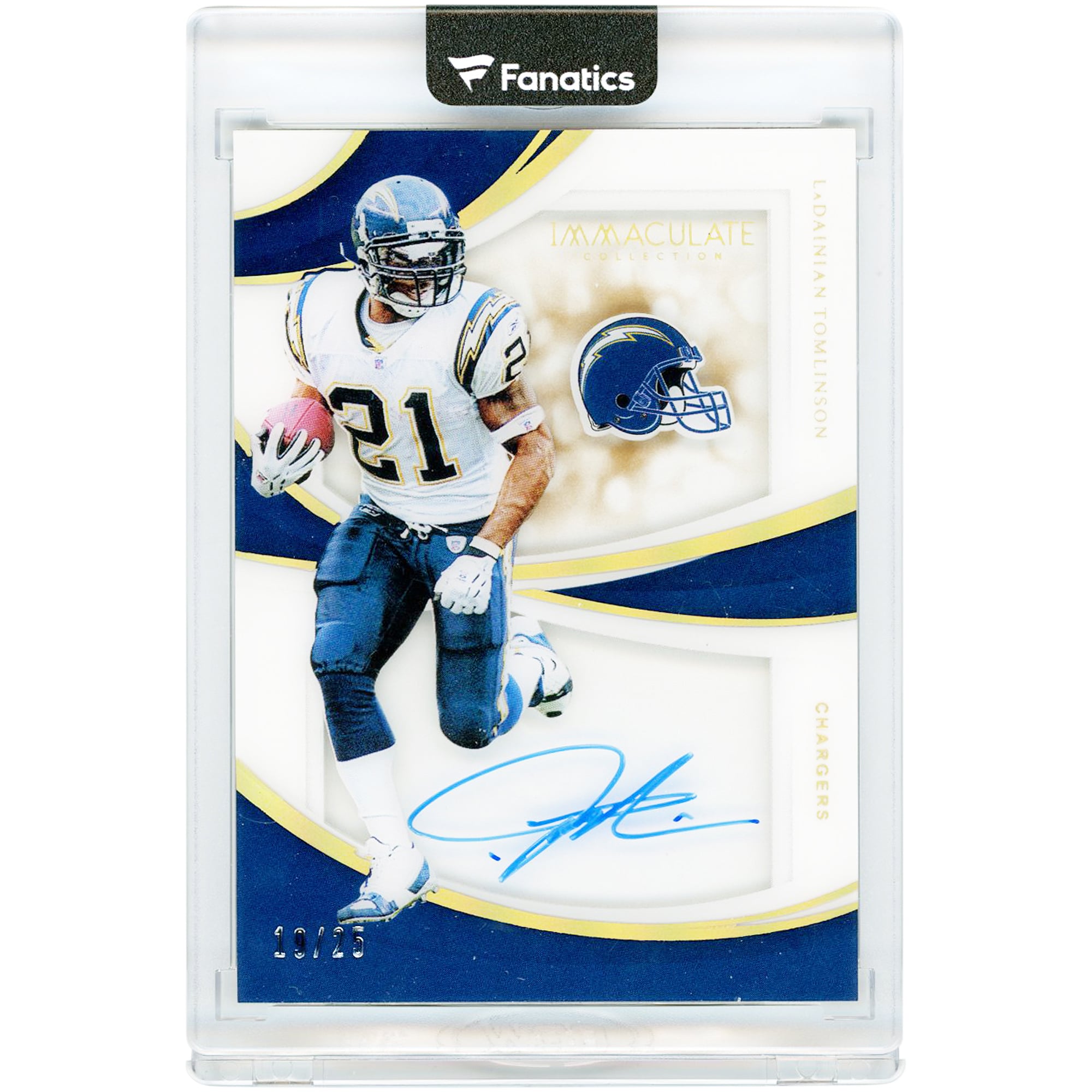 LaDainian Tomlinson San Diego Chargers Autographed 2019 Panini Immaculate Collection Shadowbox #SHD-LT #19/25 Card