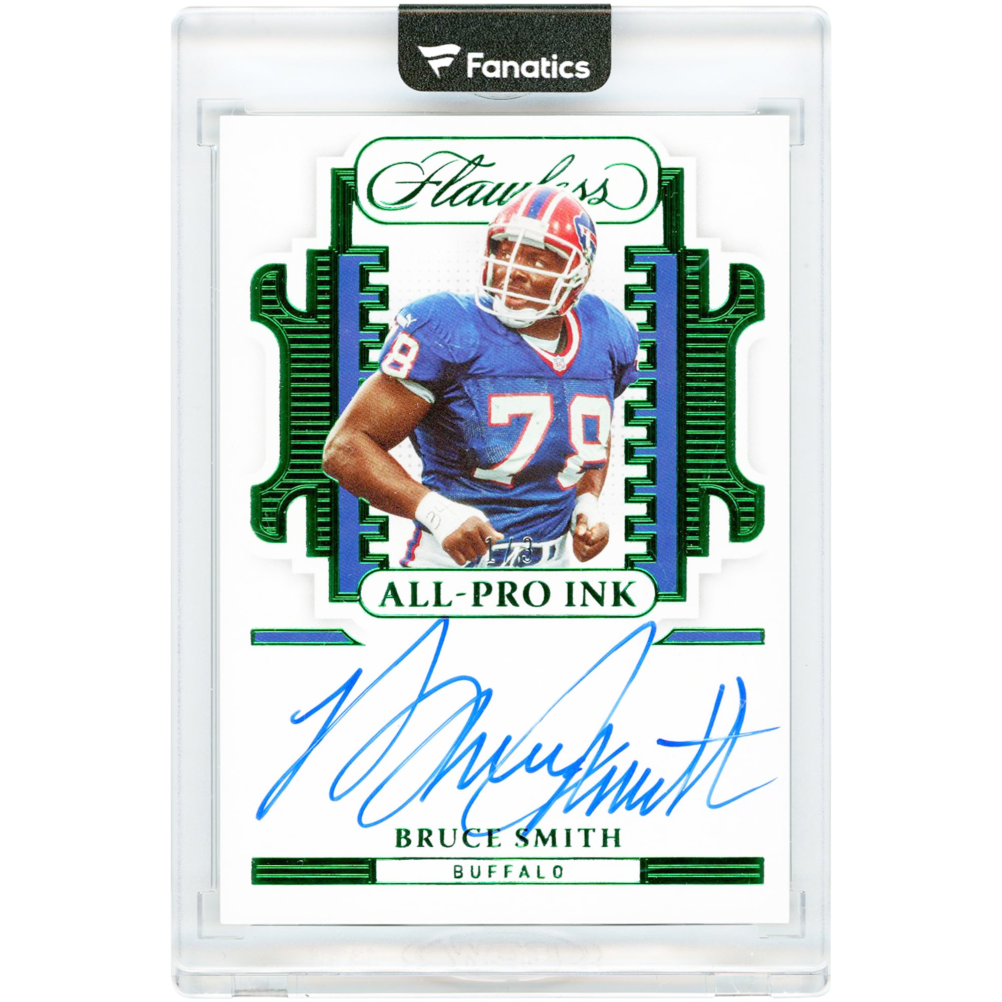 Bruce Smith Buffalo Bills Autographed 2022 Panini Flawless All-Pro Ink Emerald #AP-BS #1/3 Card