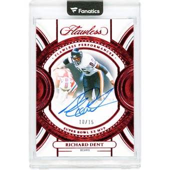 Richard Dent Chicago Bears Autographed 2023 Panini Flawless Ruby Flawless Performances #FP-RDE #10/15 Card