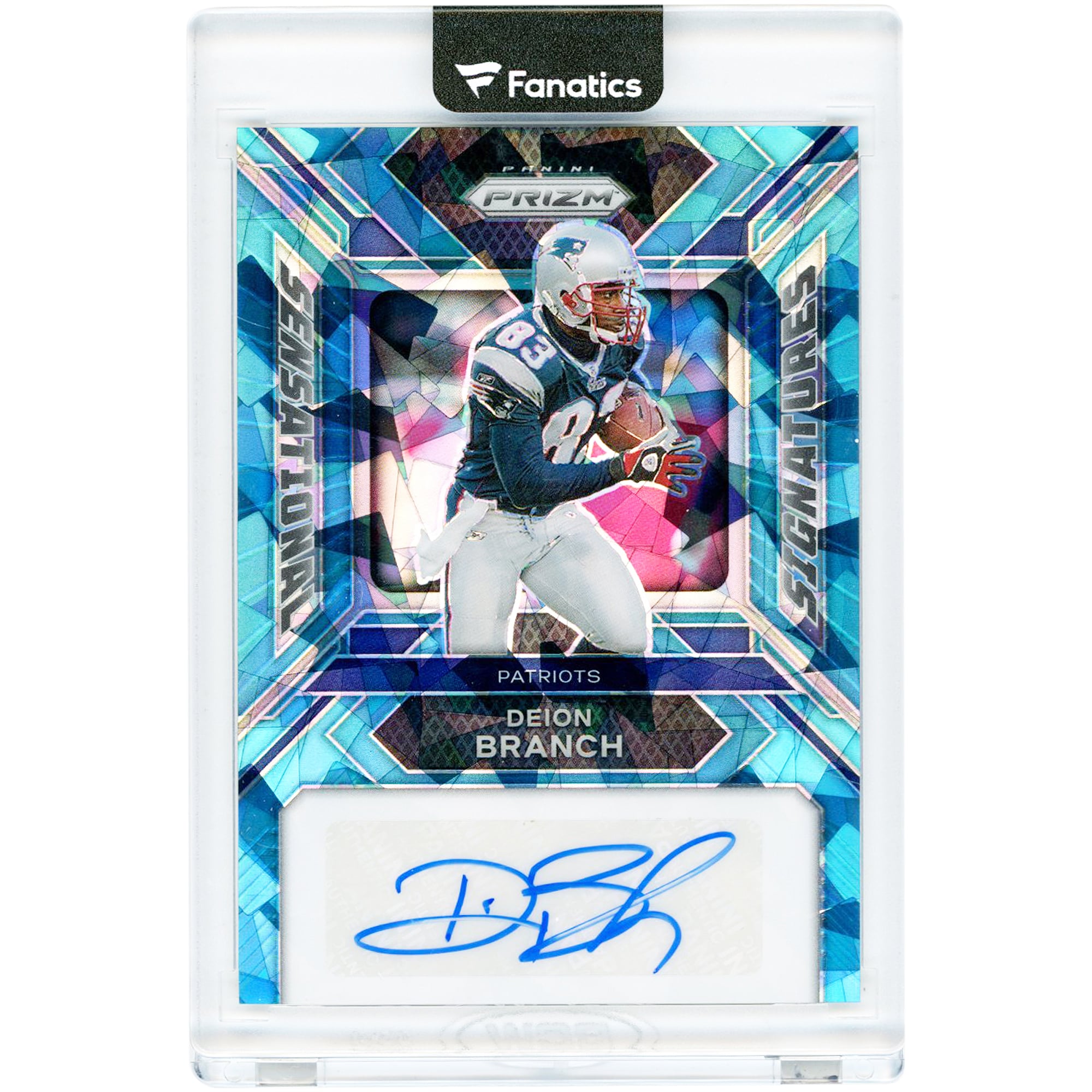 Deion Branch New England Patriots Autographed 2023 Panini Prizm Sensational Signatures Blue Ice Prizm #SS-DBH #82/99 Card