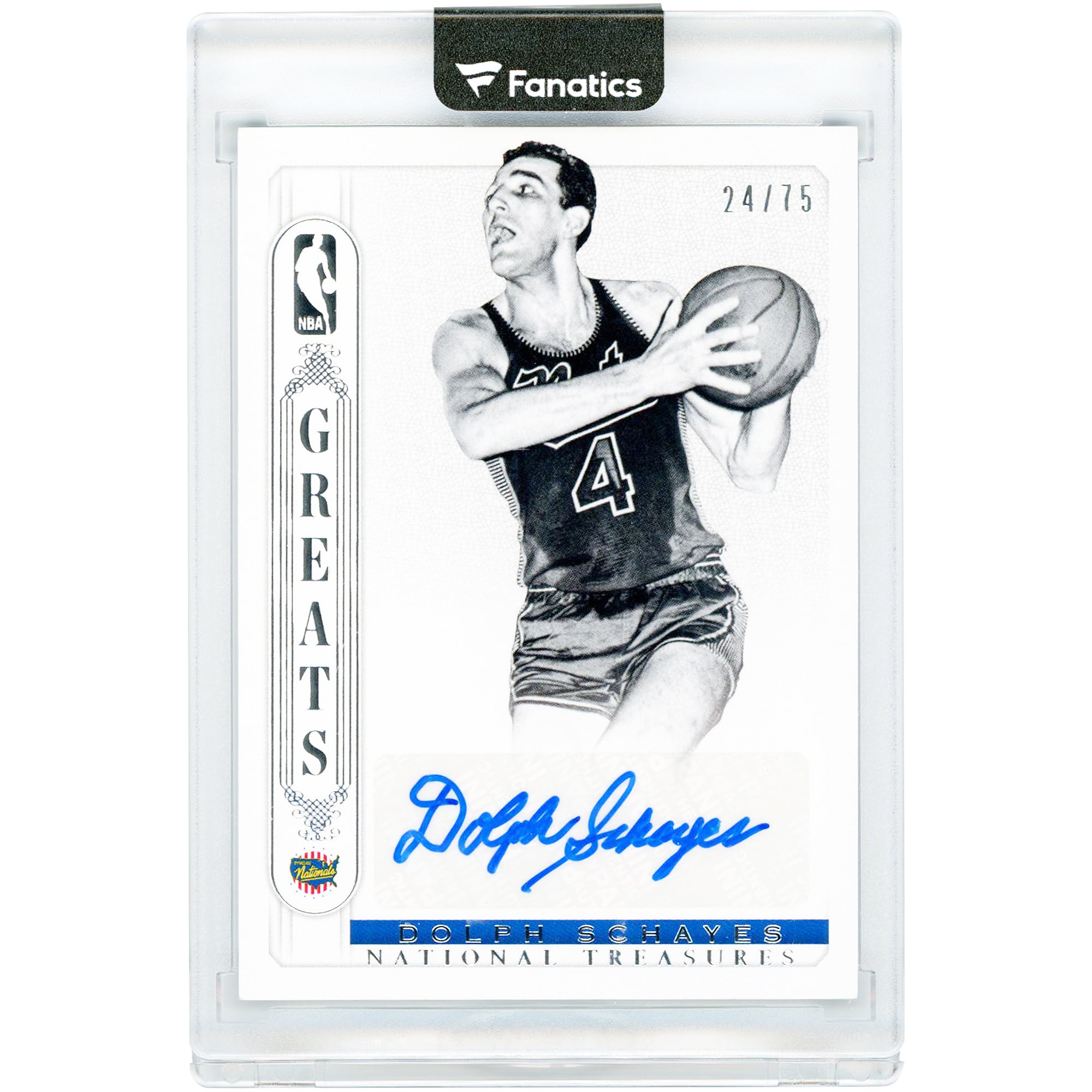 Dolph Schayes Syracuse Nationals Autographed 2014-15 Panini National Treasures NBA Greats #NBG-DS #24/75 Card