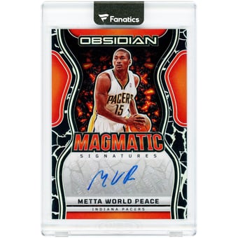 Metta World Peace Indiana Pacers Autographed 2024-25 Panini Obsidian Magmatic #MS-MWP #71/149 Card