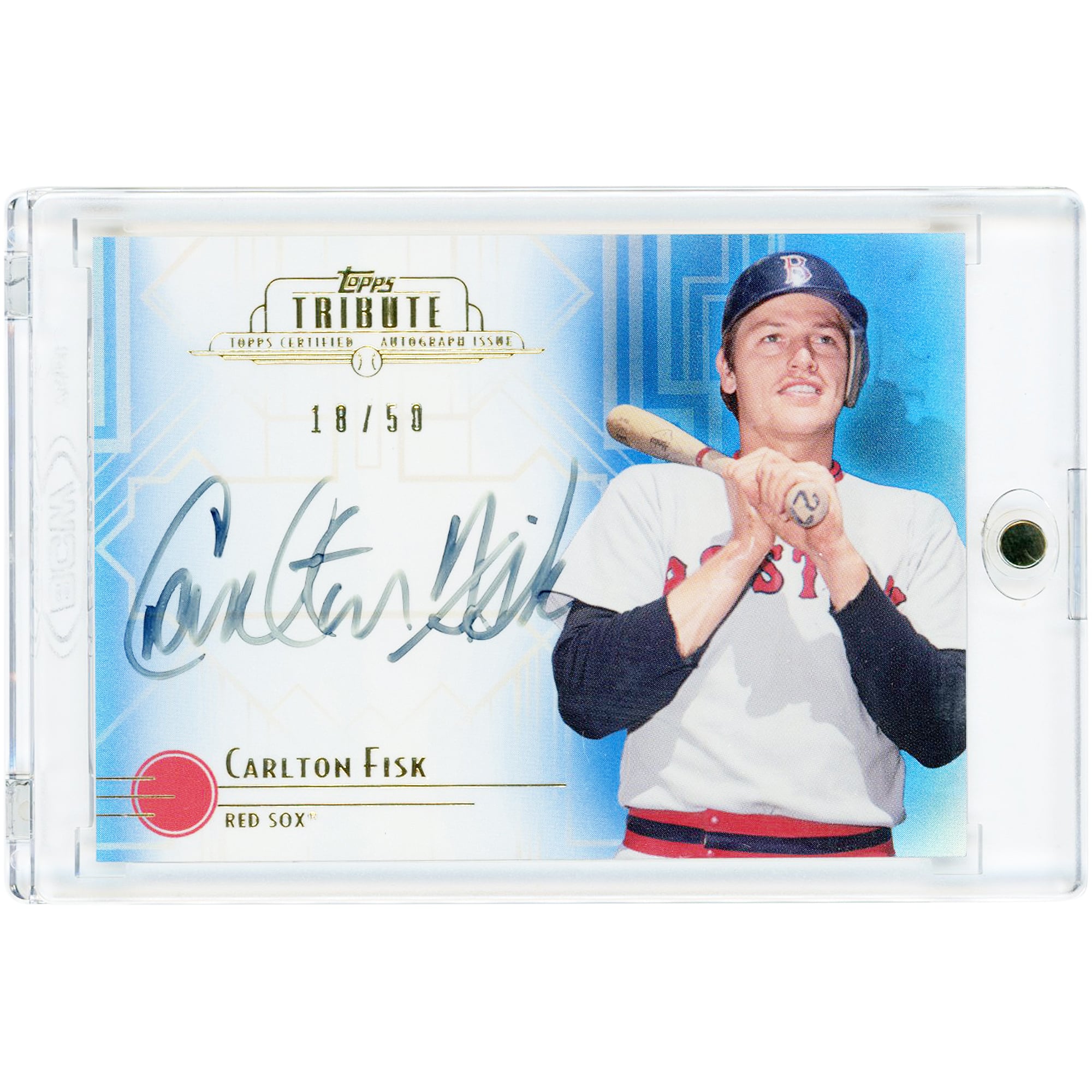 Carlton Fisk Boston Red Sox Autographed 2014 Topps Tribute Blue #TA-CF #18/50 Card
