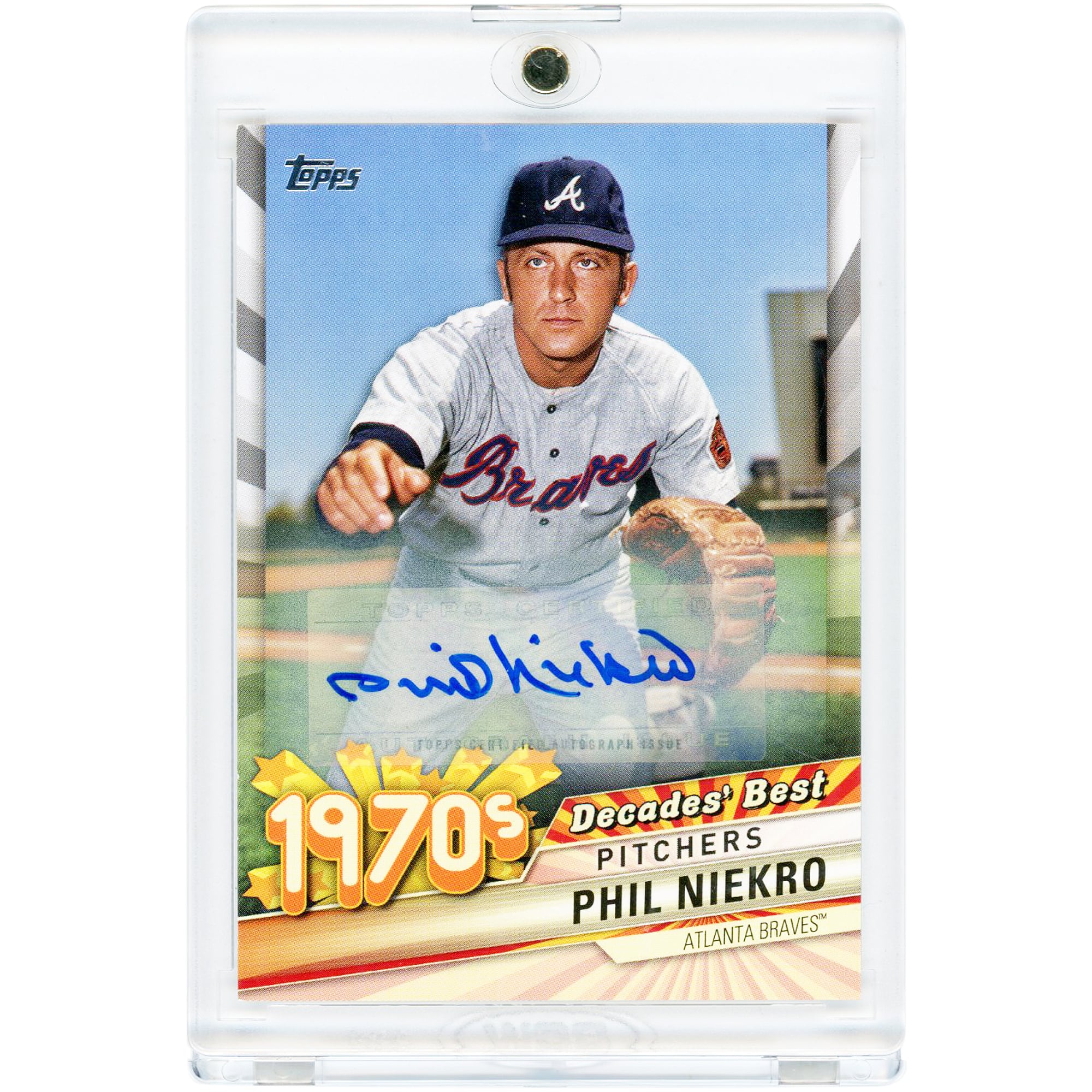 Phil Niekro Atlanta Braves Autographed 2020 Topps Decades' Best #DB-40 #10/15 Card. rookie card picture