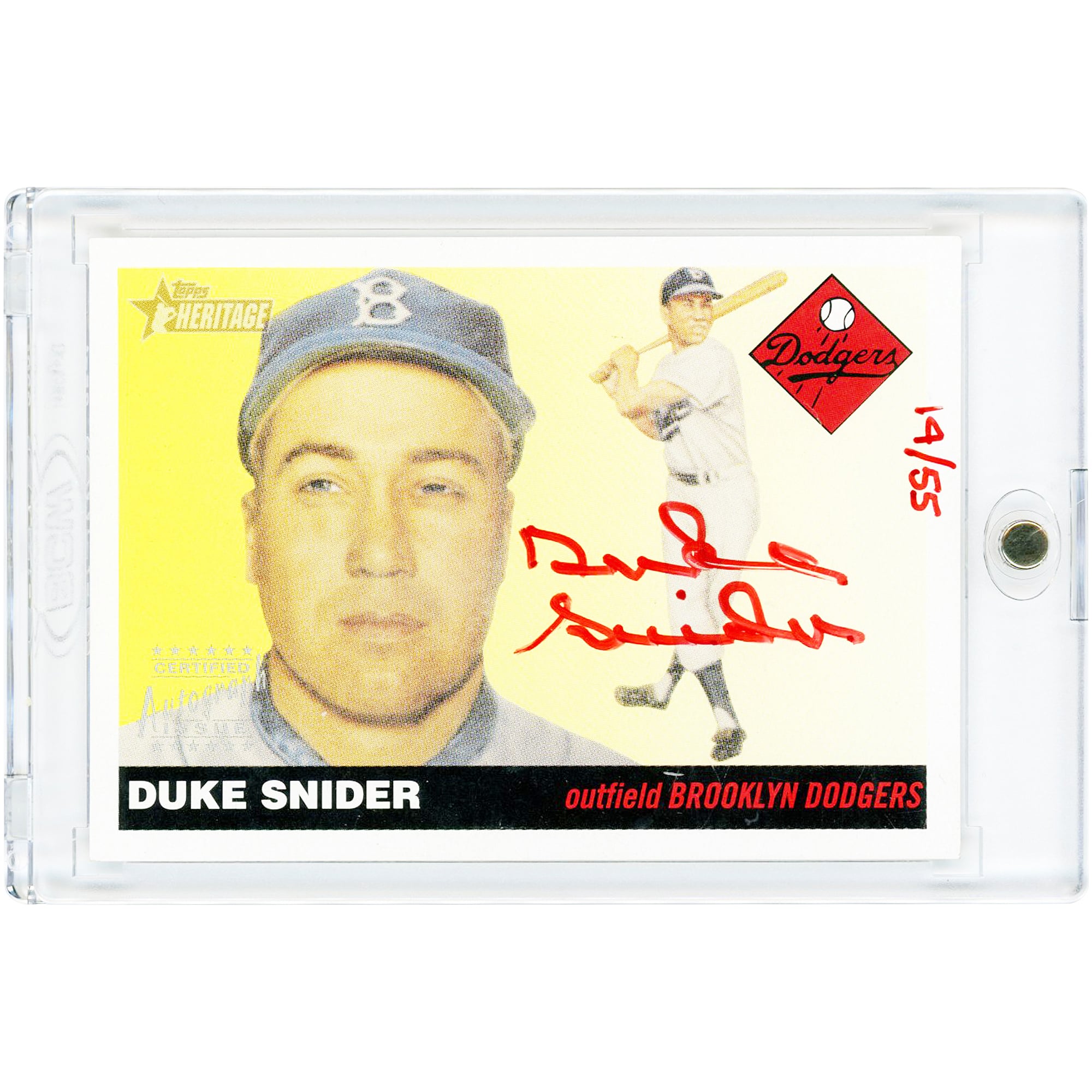 Duke Snider Brooklyn Dodgers Autographed 2004 Topps Heritage Real Ones Red Ink #RO-DS #14/55 Card