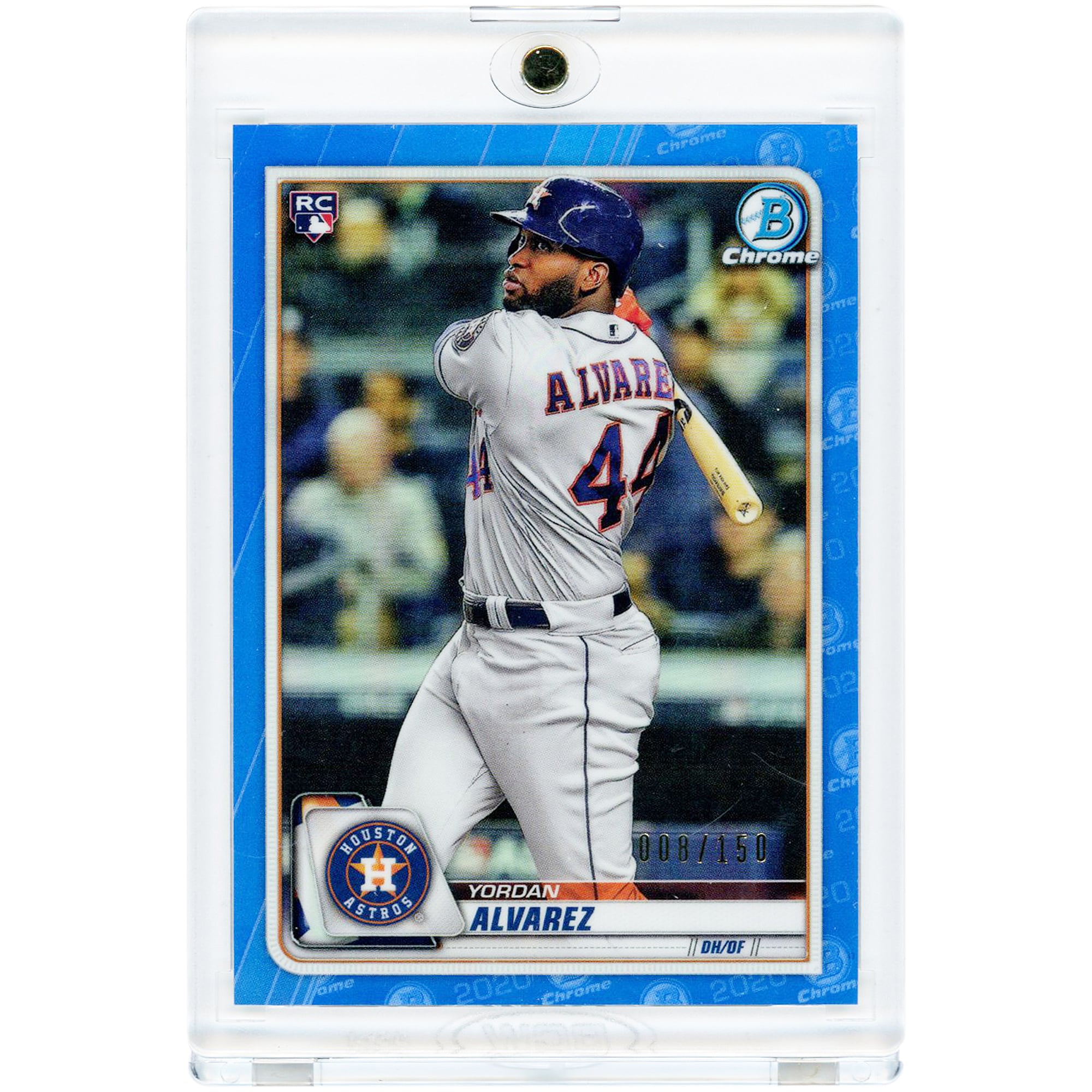 Yordan Alvarez Houston Astros 2020 Bowman Chrome Blue Refractor #25 #8/150 Rookie Card. rookie card picture