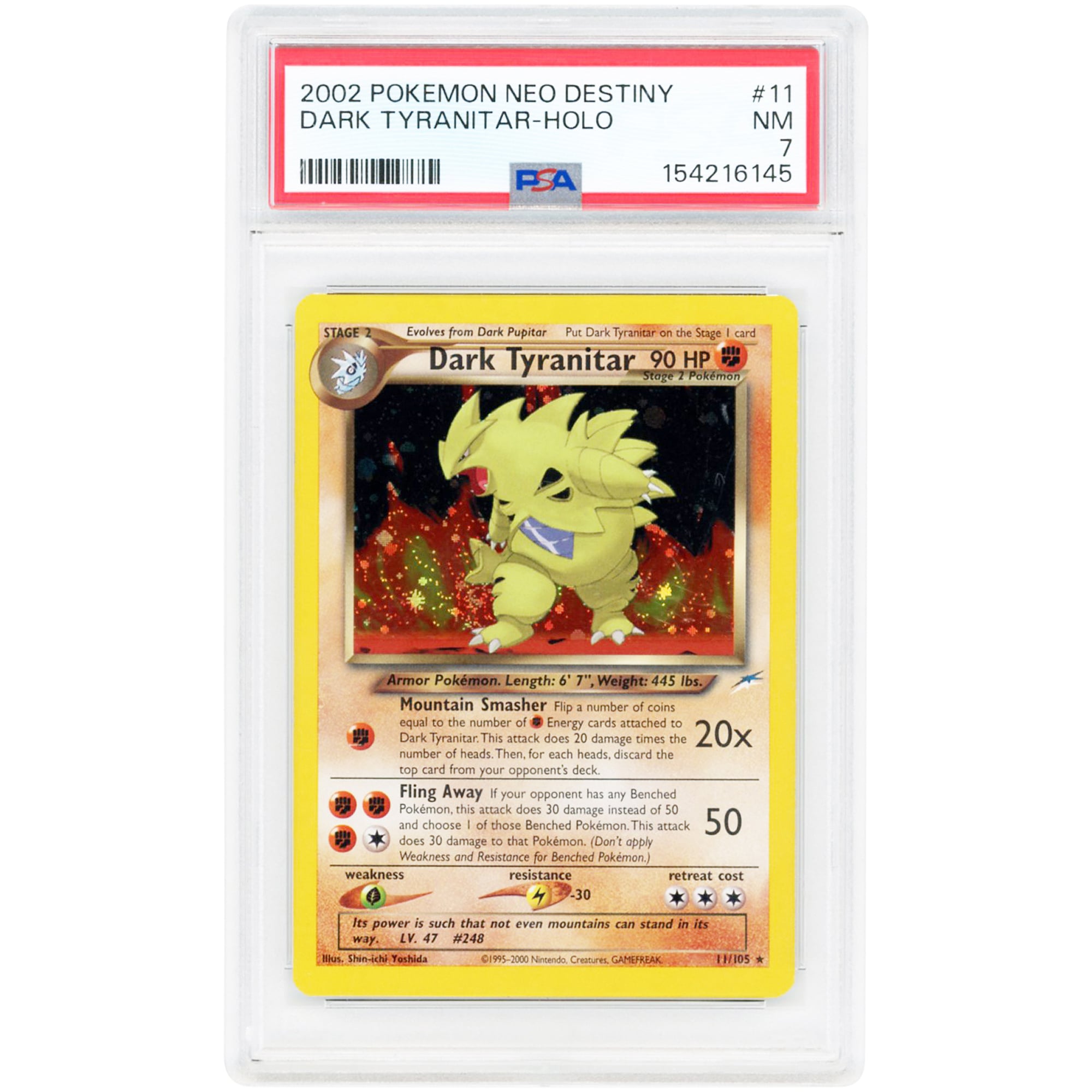 Dark Tyranitar 2002 Pokemon Neo Destiny Holo Rare #11 PSA Authenticated 7 Card