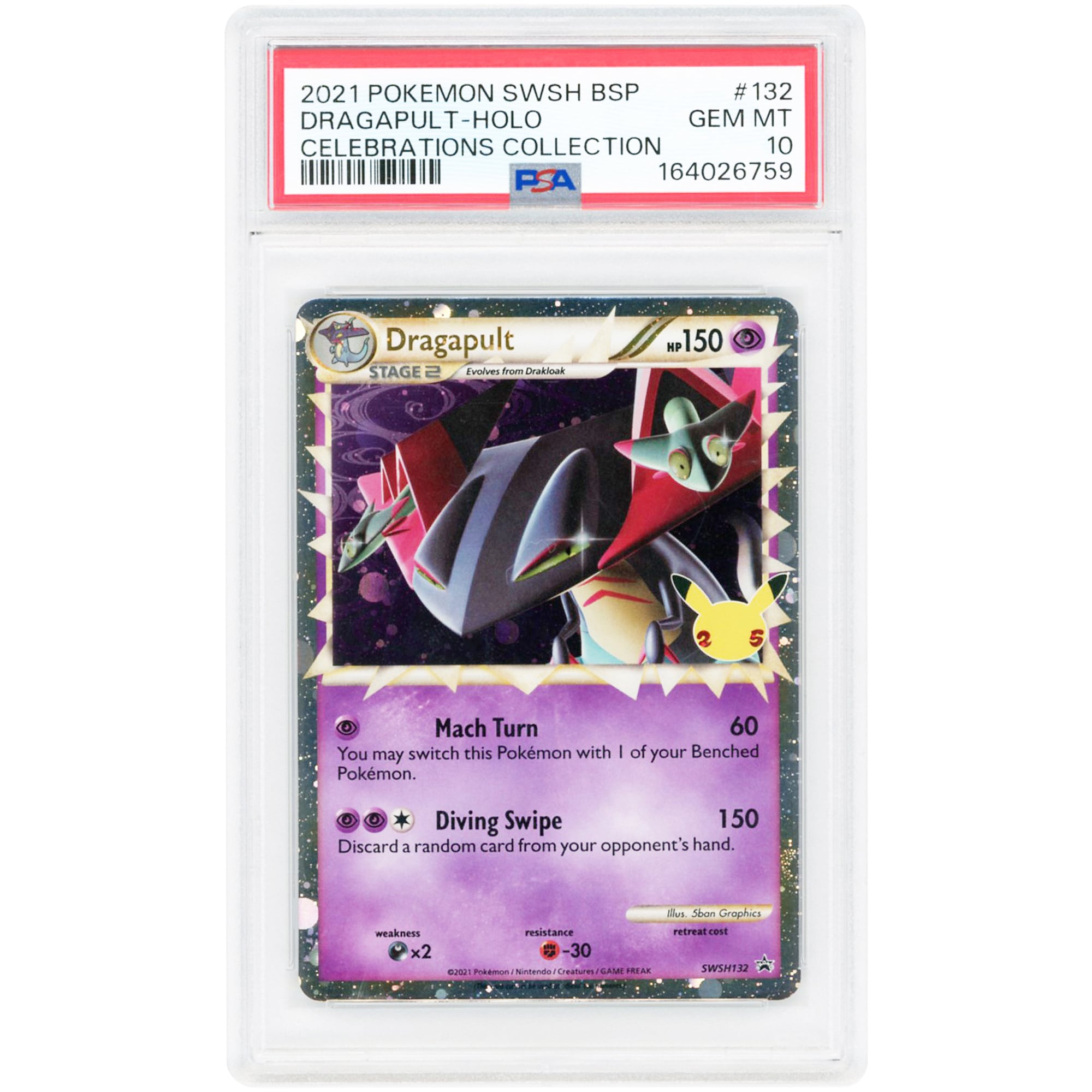 Dragapult 2021 Pokemon Sword & Shield Promo #SWSH132 PSA Authenticated 10 Card