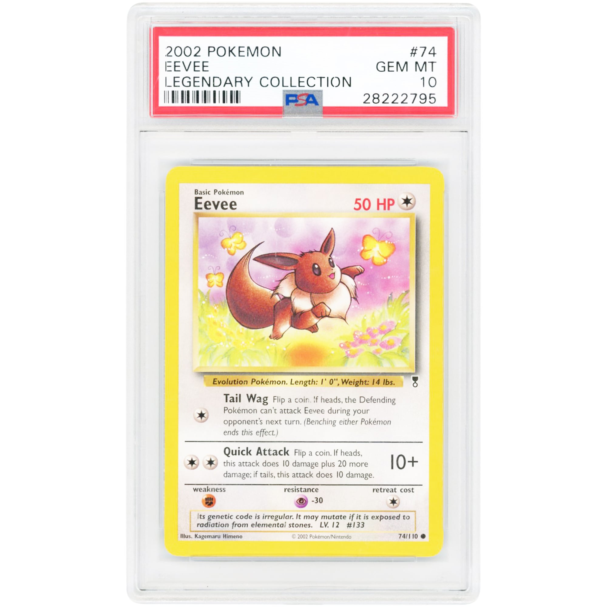 Eevee 2002 Pokemon Legendary Collection Common #74 PSA Authenticated 10 Card