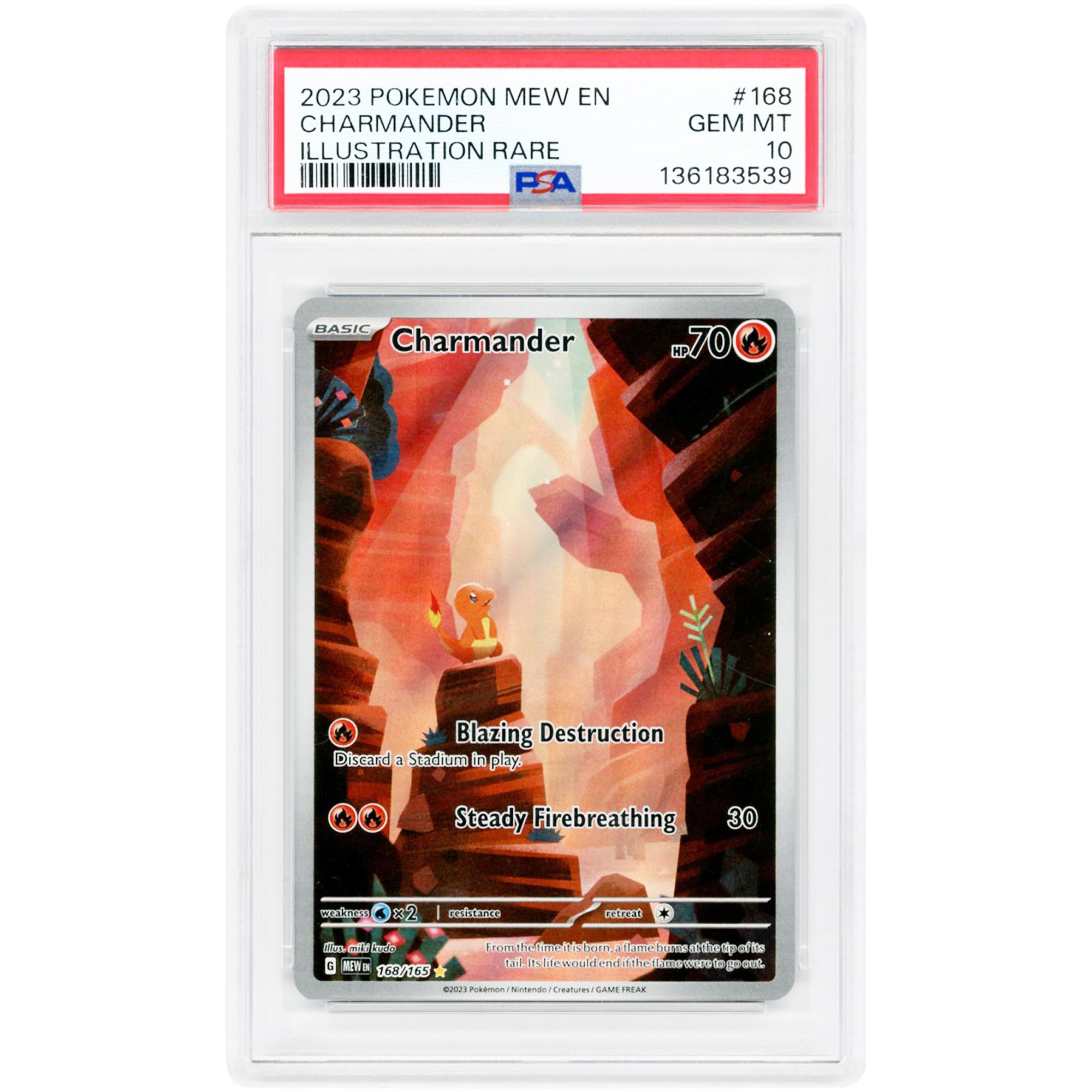 Charmander 2023 Pokemon 151 Illustration Rare #168 PSA Authenticated 10 Card